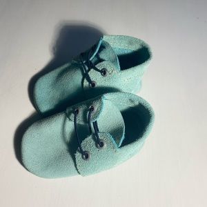 Teal Leather Moccasin Shoes